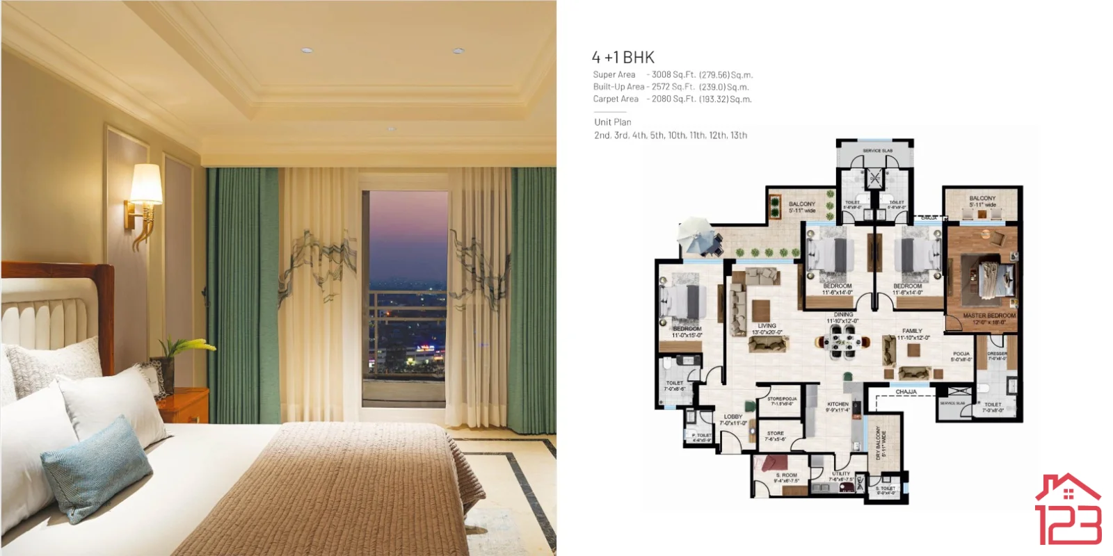 Falcon View — 4 Bedroom + 1 utility Apartment floor plan