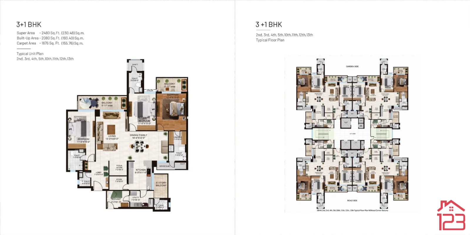 Falcon View — 3 Bedroom +1 utility Apartment floor plan