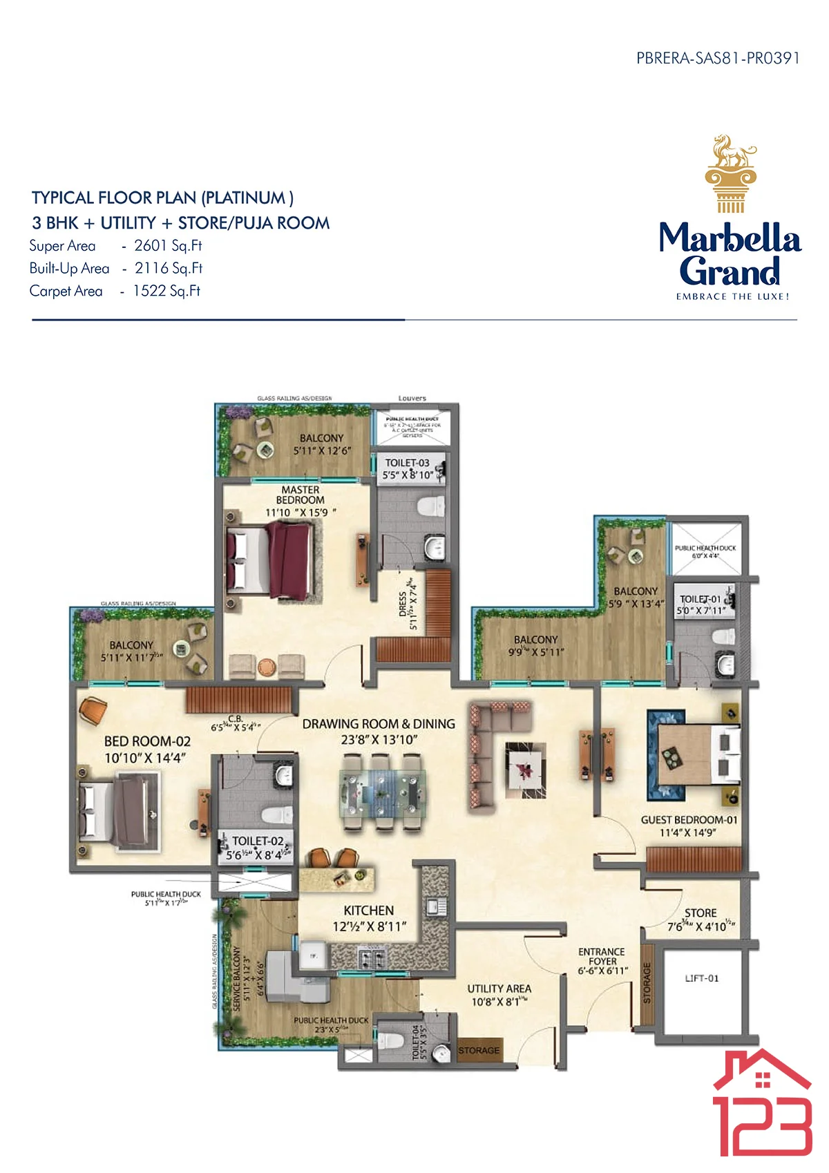 Marbella Grand — 3+1 floor plan